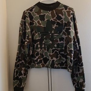 Adidas Camo Crop Crew Neck Sweater
